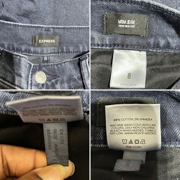 Express Mom Jean Size 8 Black Washed Stretch Cropped Raw Hem Denim - Picture 11 of 14